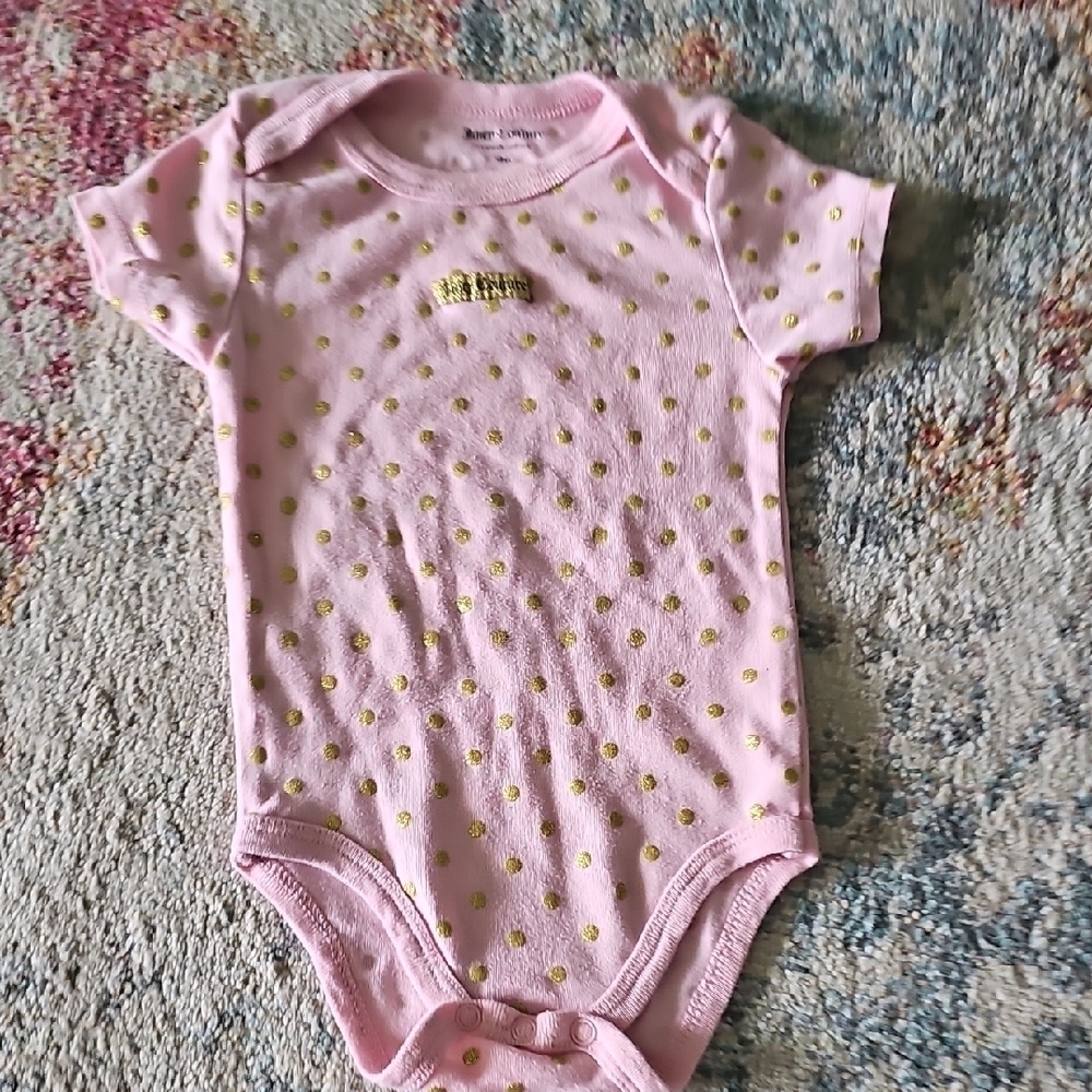 Juicy Couture Pink and Gold Bodysuit with Polka Dots